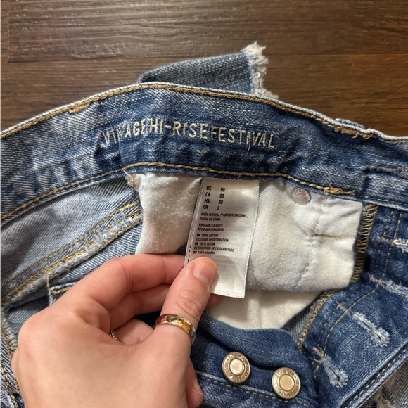 American Eagle Outfitters Women's Ripped Jean Shorts - Light Blue - Picture 3 of 5